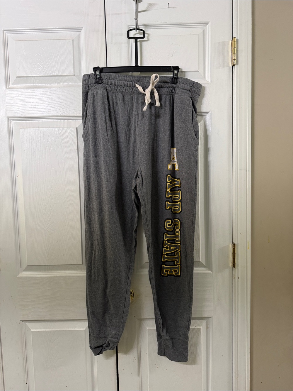Gray 'App State' Appalachian Mountaineers Sweatpants with Yellow Logo Sz L NWOT
